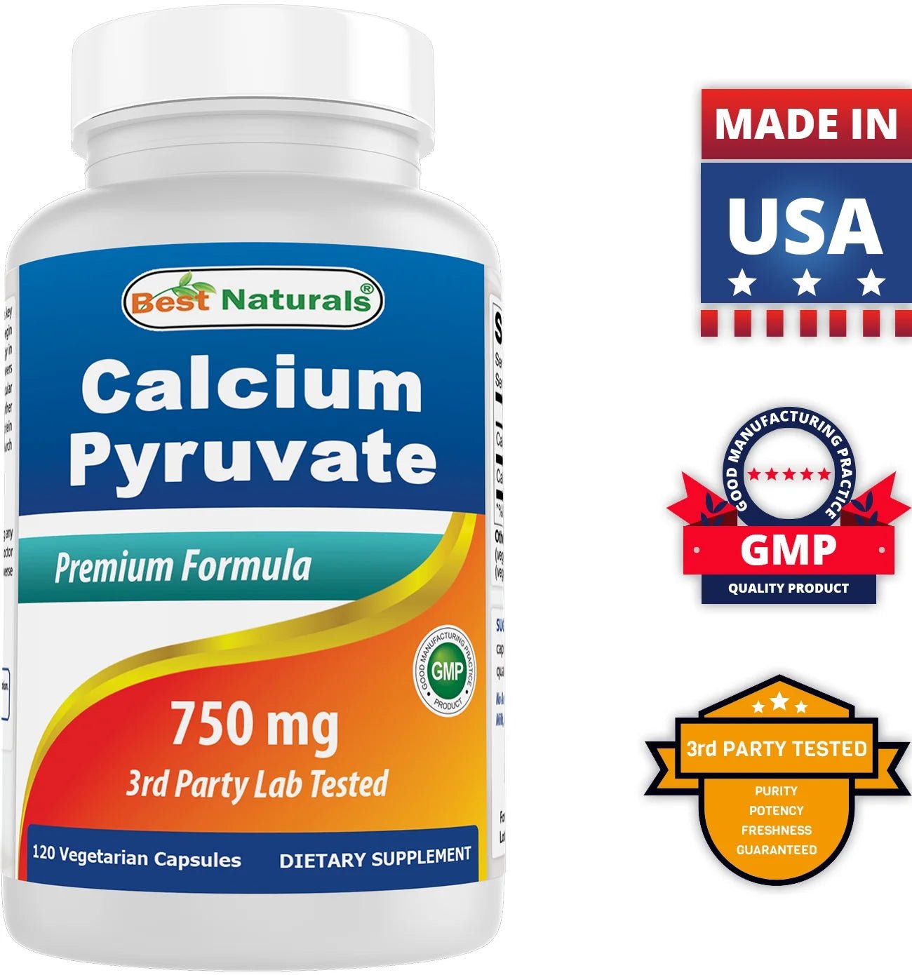 2 Pack Calcium Pyruvate 750 Mg 120 Capsules - Premium Supplements