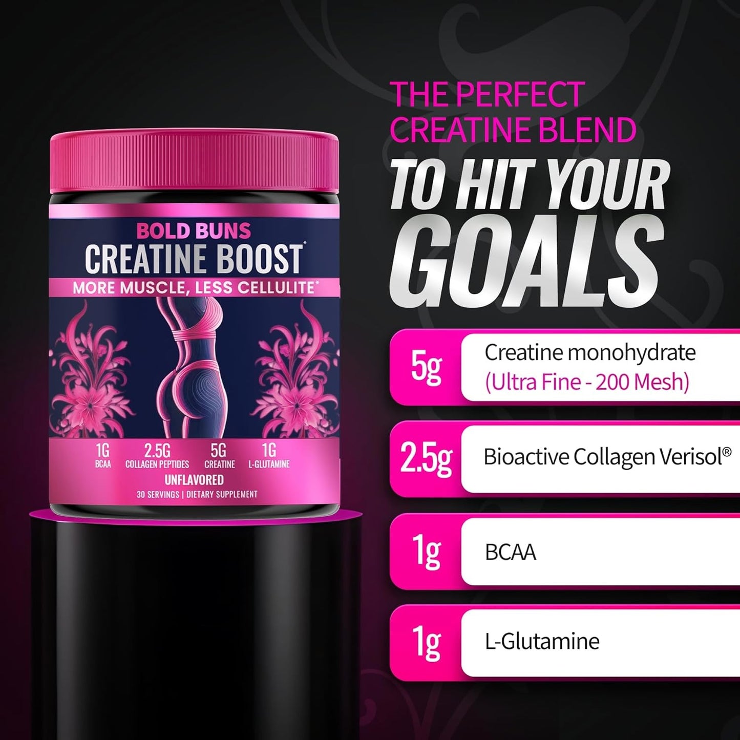 Creatine for Women - Booty Builder Supplement with Collagen & BCAA - Supports Gl