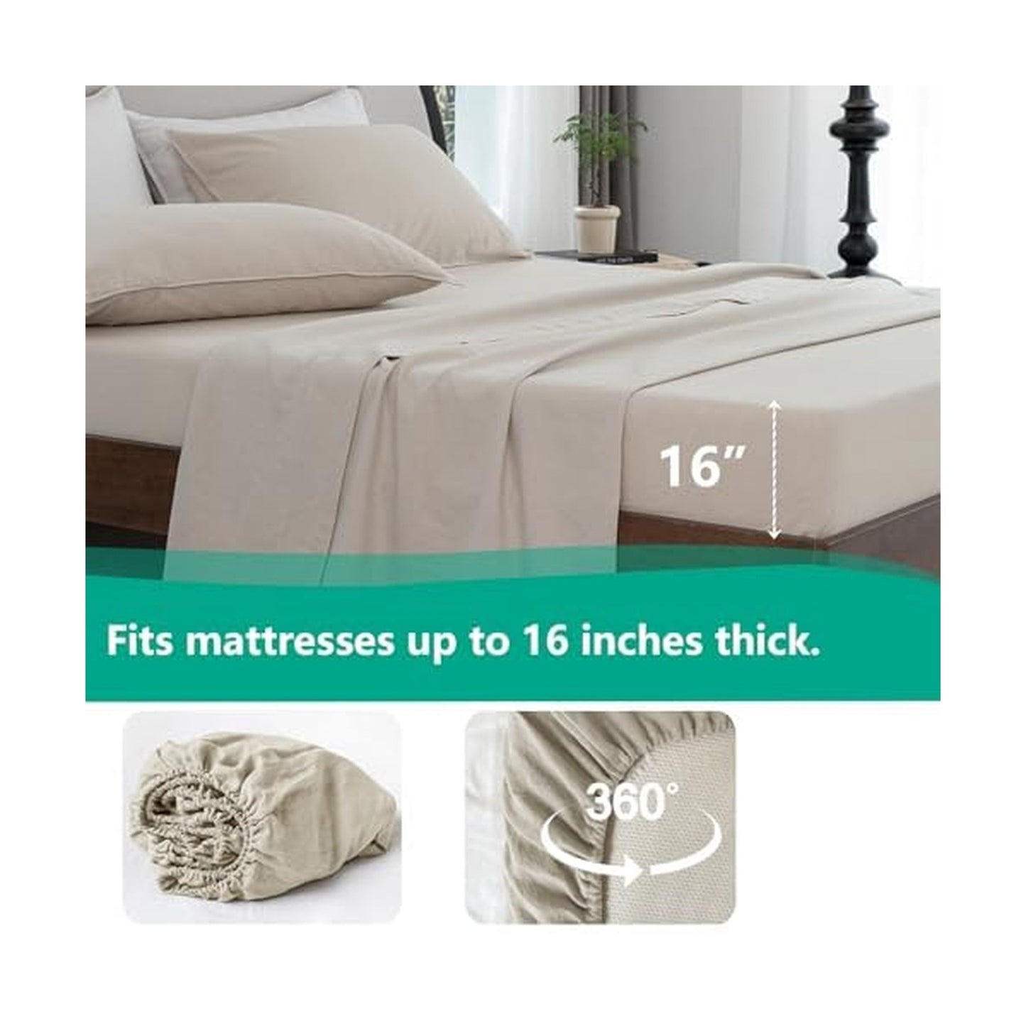 Linen Sheets California King Linen Bed Sheet, 4 Piece Linen Cotton Sheets Cal... - Premium Supplements