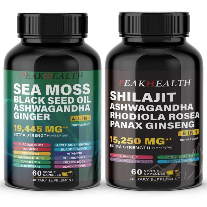 Sea Moss & Shilajit Dynamic Vitality Bundle - 60 Count - Premium Supplements
