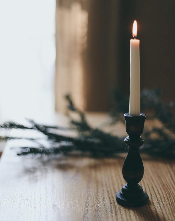 8" Beeswax Taper Candles - 8 Hour Burn Time - White Beeswax Candles - 4 Pack - Premium Supplements