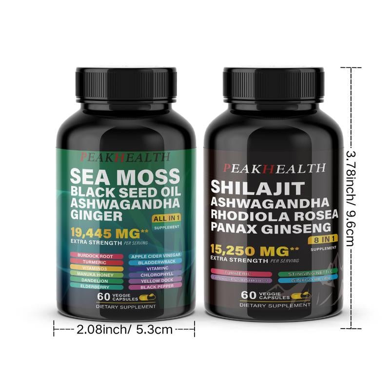 Sea Moss & Shilajit Dynamic Vitality Bundle - 60 Count - Premium Supplements