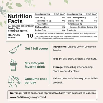Organic Ceylon Cinnamon Powder - Premium Supplements