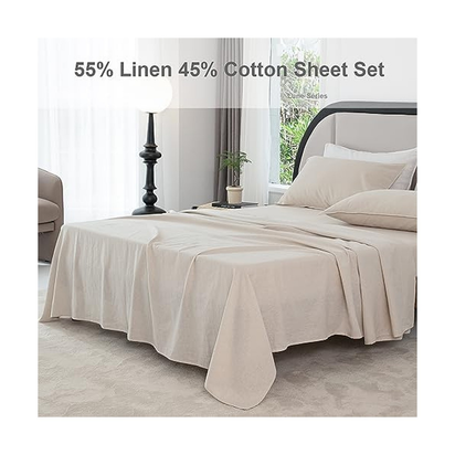 Linen Sheets California King Linen Bed Sheet, 4 Piece Linen Cotton Sheets Cal... - Premium Supplements