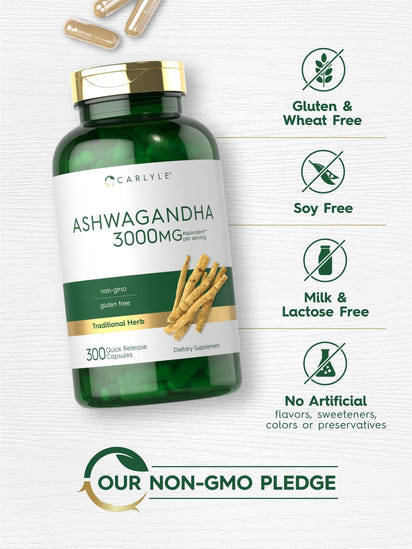 Ashwagandha Capsules | 3000Mg Supplement | 300 Pills | Non - Gmo, Gluten Free | by - Premium Supplements