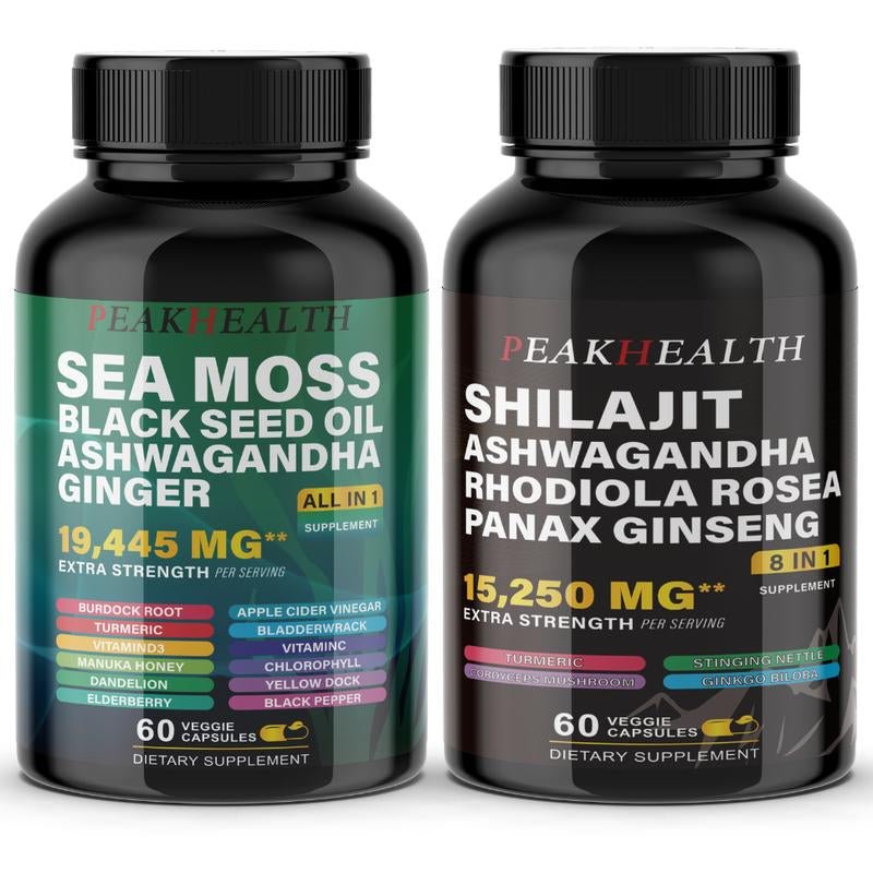 Sea Moss & Shilajit Dynamic Vitality Bundle - 60 Count - Premium Supplements