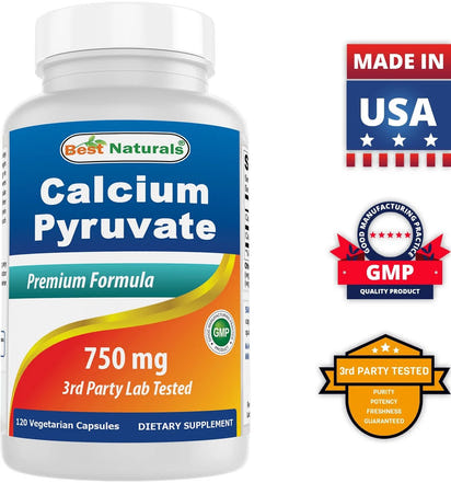 2 Pack Calcium Pyruvate 750 Mg 120 Capsules - Premium Supplements