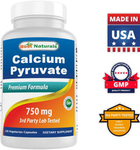 2 Pack Calcium Pyruvate 750 Mg 120 Capsules - Premium Supplements