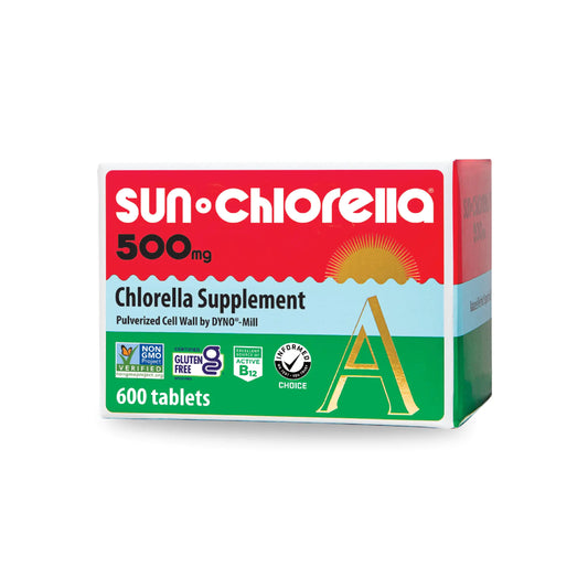 Sun Chlorella 500mg Whole Body Wellness Green Algae Superfood Supplement - Immune Defense Gut Health Natural Purification Energy Boost - Chlorophyll B12 Iron Protein - Non - GMO - 600 Tablets - Premium Supplements