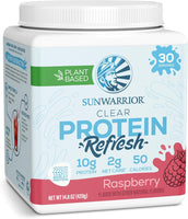 Clear Protein Powder Plant - Based Protein Water Mix, Vegan Protein and Refreshing Hydration Powder Additive | 10G Protein per Serving | Raspberry Flavored | 420G Tub 30 Servings | Clear Protein Refresh - Premium Supplements