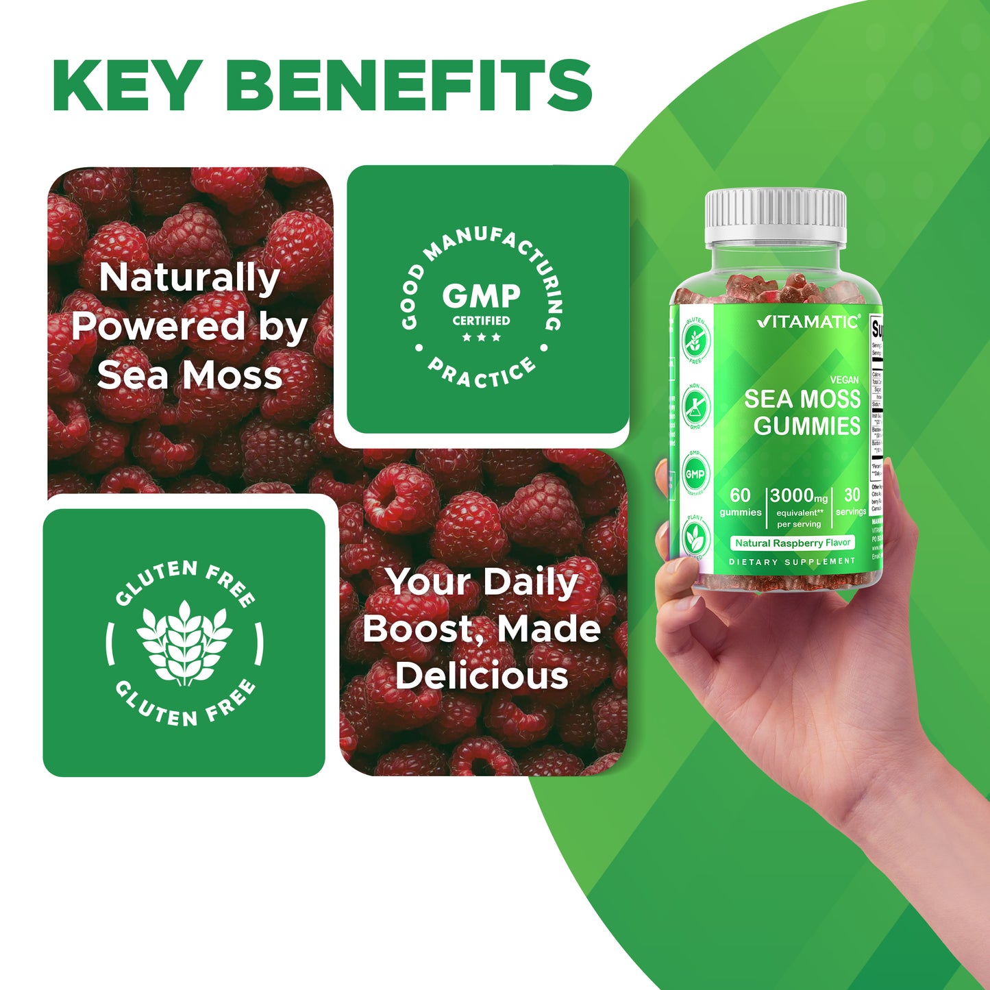 Irish Sea Moss Gummies - 3000 Mg - 60 Vegan Gummies - Made with Bladderwrack & Burdock Root - Seamoss Supplement for Thyroid, Energy, Immune Support - Premium Supplements