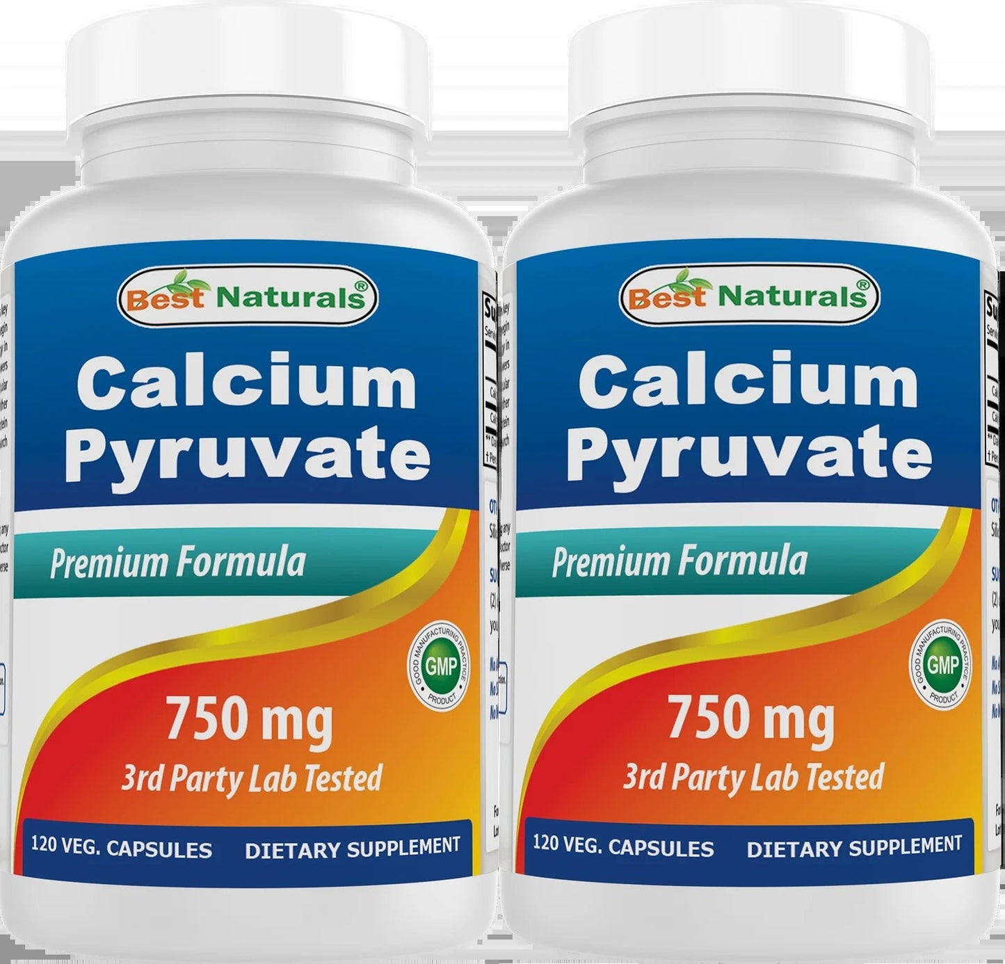 2 Pack Calcium Pyruvate 750 Mg 120 Capsules - Premium Supplements