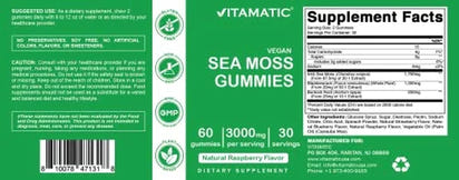 Irish Sea Moss Gummies - 3000 Mg - 60 Vegan Gummies - Made with Bladderwrack & Burdock Root - Seamoss Supplement for Thyroid, Energy, Immune Support - Premium Supplements