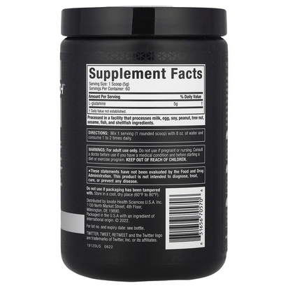 Platinum 100% Glutamine, Unflavored, 10.58 Oz (300 G) - Premium Supplements