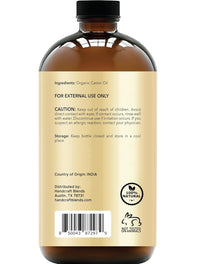 Cold - Pressed Organic Castor Oil in Glass Bottle - 16 Fl Oz - 100% Pure and Natural - Premium Grade Carrier Oil for Hair Growth, Eyelashes and Eyebrows - Hair and Body - Premium Supplements