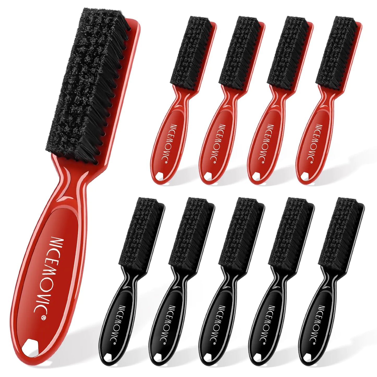 NICEMOVIC Barber Clipper Cleaning Brushes 10 Pcs Plastic Handle Nylon Bristles Anti - Slip Handle Mini Brush Bulk Set Duster Manicure Brush for Hair Styling Tools Kitchen Sink Shoes (Black&Red) - Premium Supplements