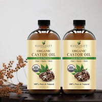 Cold - Pressed Organic Castor Oil in Glass Bottle - 16 Fl Oz - 100% Pure and Natural - Premium Grade Carrier Oil for Hair Growth, Eyelashes and Eyebrows - Hair and Body - Premium Supplements