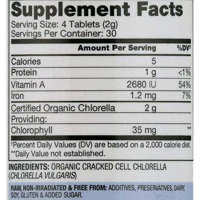 Organic Chlorella Tablets, Non - Gmo, No Additives or Fillers, 120 Count - Premium Supplements
