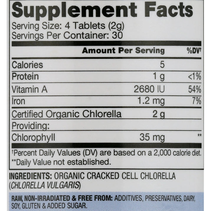 Organic Chlorella Tablets, Non - Gmo, No Additives or Fillers, 120 Count - Premium Supplements