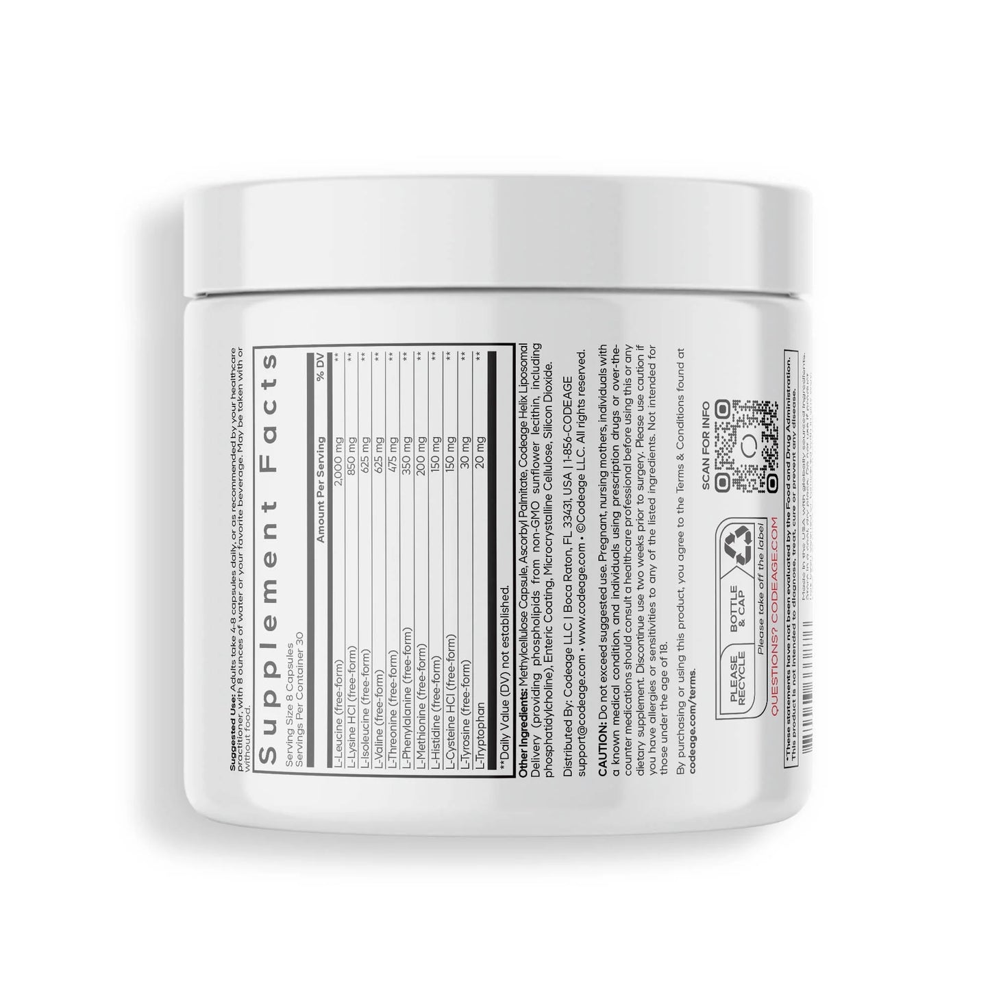 Liposomal Multi Amino+ BCAA & EAA Supplement, Free-Form Branched-Chain Amino Acids, 240 Ct