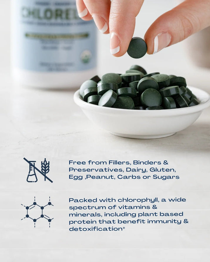 Organic Chlorella Tablets, Non - Gmo, No Additives or Fillers, 120 Count - Premium Supplements