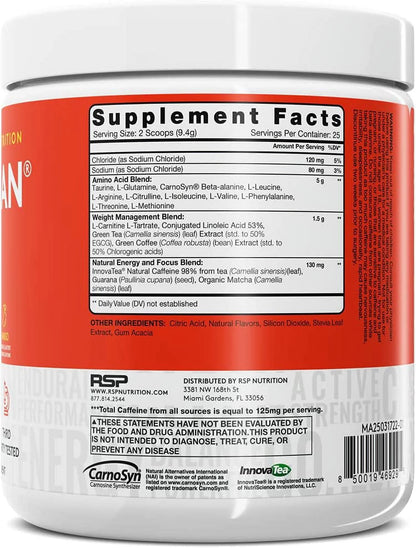 Vegan Aminolean Pre Workout Powder with Bcaas, Natural Amino Energy for Lean Muscle, Mango Flavor, 25 Servings