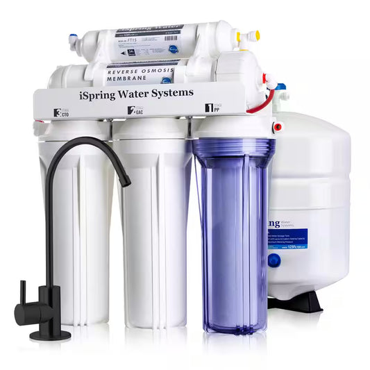 Nsf-Certified 5-Stage Reverse Osmosis Water Filter System, Reduces PFAS, Chloramine, Lead, Fluoride, TDS, Black Faucet
