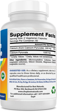 2 Pack Calcium Pyruvate 750 Mg 120 Capsules - Premium Supplements