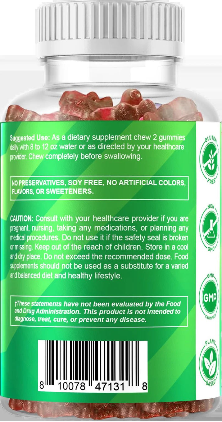 Irish Sea Moss Gummies - 3000 Mg - 60 Vegan Gummies - Made with Bladderwrack & Burdock Root - Seamoss Supplement for Thyroid, Energy, Immune Support - Premium Supplements