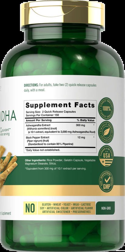 Ashwagandha Capsules | 3000Mg Supplement | 300 Pills | Non - Gmo, Gluten Free | by - Premium Supplements