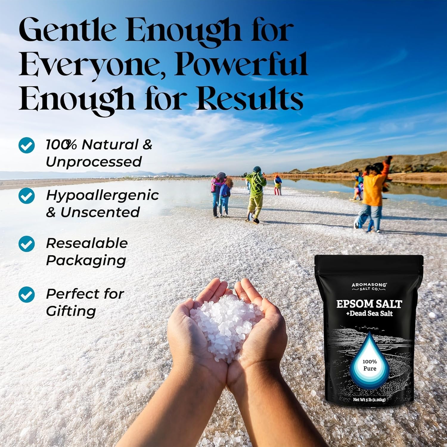 Epsom Salt with Dead Sea Salt for Soaking - Bulk 5 Lb - 100% Pure Bath Salt, Foot & Muscle Soak - Premium Supplements