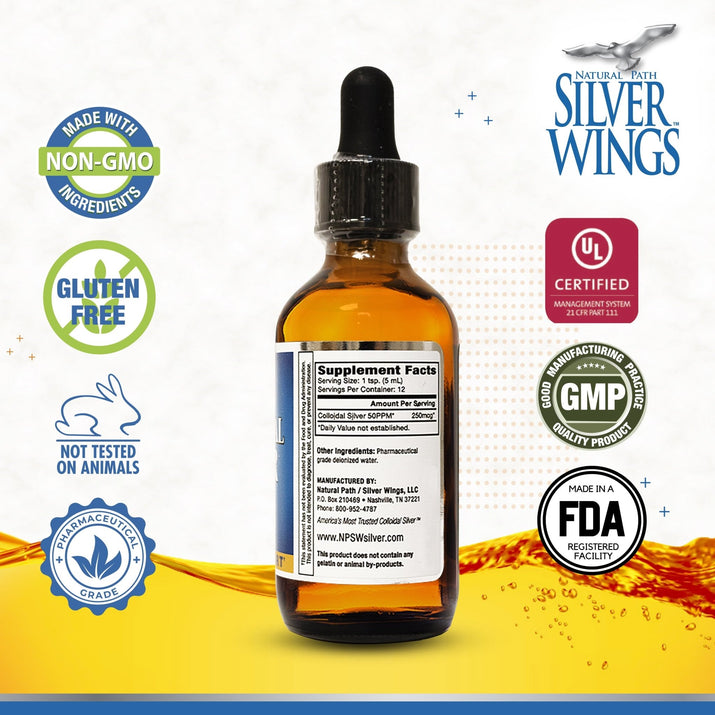 Colloidal Silver Liquid - Daily Immune Support Supplement - 50Ppm (250Mcg) - 2Oz Dropper - Premium Supplements