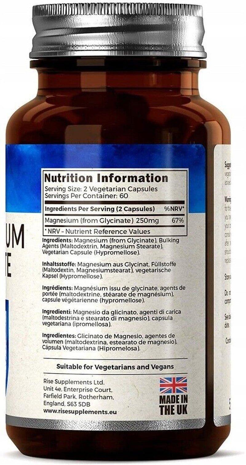 Rise Supplements Magnesium Glycinate 250Mg 120 Capsules - Premium Supplements
