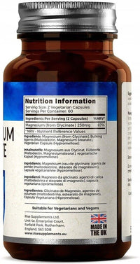Rise Supplements Magnesium Glycinate 250Mg 120 Capsules - Premium Supplements