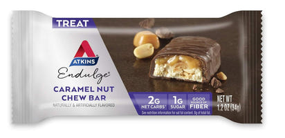 Endulge Caramel Nut Chew Bar, Dessert Favorite, 1G Sugar, Good Source of Fiber, 5 Count - Premium Supplements