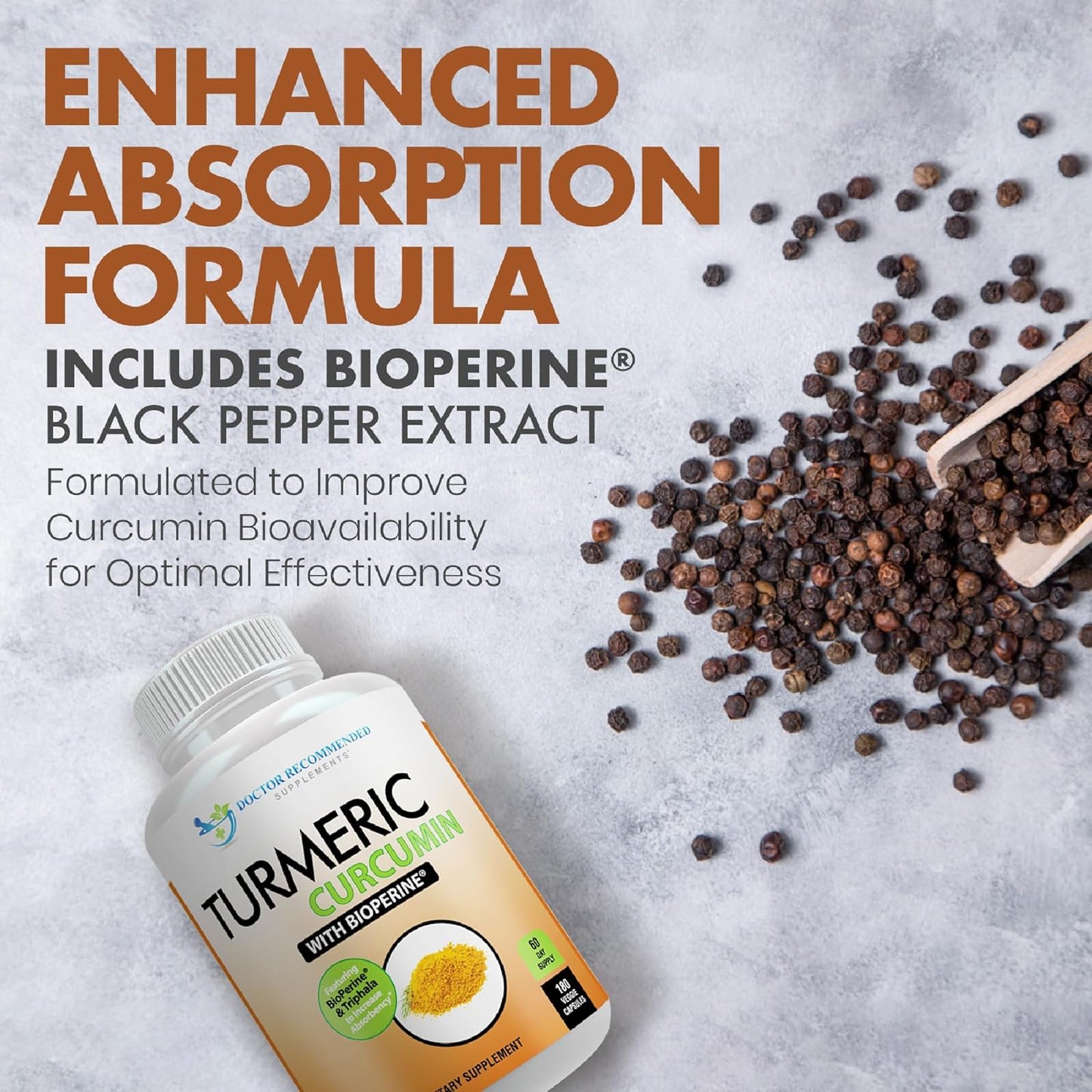 Turmeric Curcumin Supplement - 2250Mg/D - Veggie Caps - 95% Curcuminoids with Black Pepper Extract (Bioperine) - 750Mg Capsules - 100% Organic - Most Powerful Turmeric (180 Count) - Premium Supplements