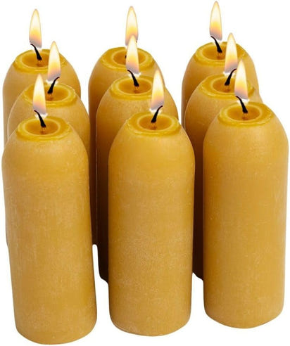 12 - Hour Natural Beeswax Long - Burning Candles for Candle Lanterns and Emergency Preparedness, Made in USA - Premium Supplements