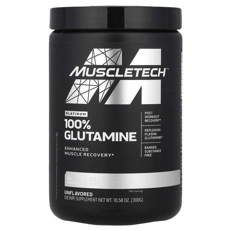 Platinum 100% Glutamine, Unflavored, 10.58 Oz (300 G) - Premium Supplements
