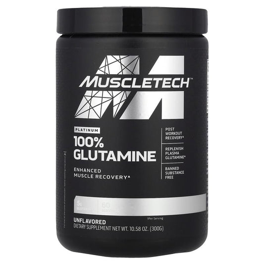 Platinum 100% Glutamine, Unflavored, 10.58 Oz (300 G) - Premium Supplements