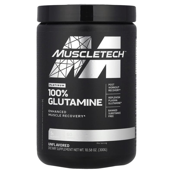 Platinum 100% Glutamine, Unflavored, 10.58 Oz (300 G) - Premium Supplements