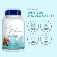 Gut Health Supplements - Improve Digestive Comfort 15 Day Cleanse Detox Gut & Colon Support Capsules - Premium Supplements