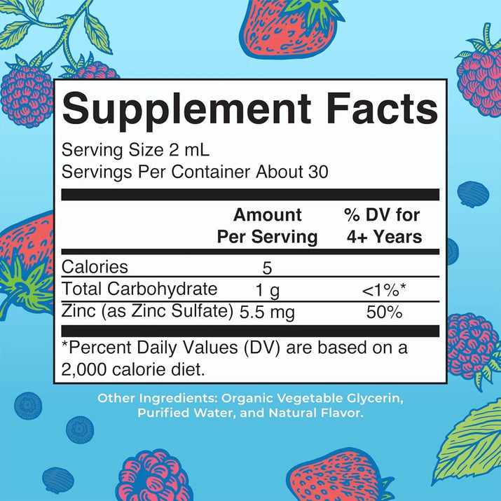 Zinc Drops, Berry Flavor, 2 Oz, Immune Health Mineral - Premium Supplements