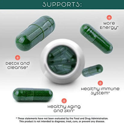Organic Spirulina and Chlorella Capsules ?Organic Chlorophyll & Blue Green Algae to Support Powerful Detox, Energy & a Healthy Immune System? 3X More Chlorella Spirulina Powder / Serving ? 90 Pills - Premium Supplements