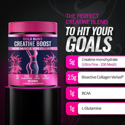 Creatine for Women - Booty Builder Supplement with Collagen & BCAA - Supports Gl