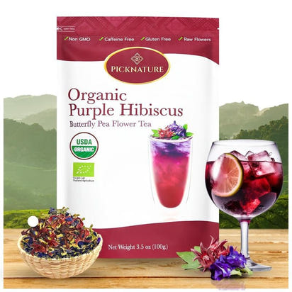 Organic Purple Hibiscus and Butterfly Pea Flower Tea - Premium Supplements