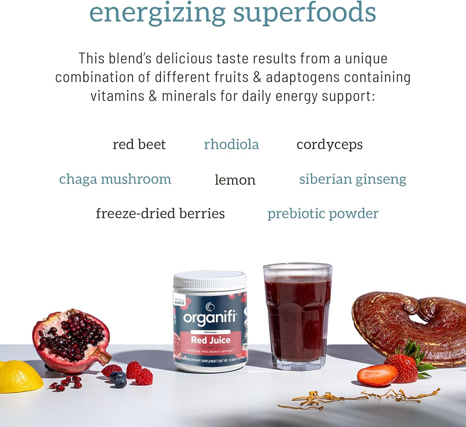 Red Juice - Energy Powder Reduces Afternoon Crashes and Boosts Digestion and Immune System, 30 Servings
