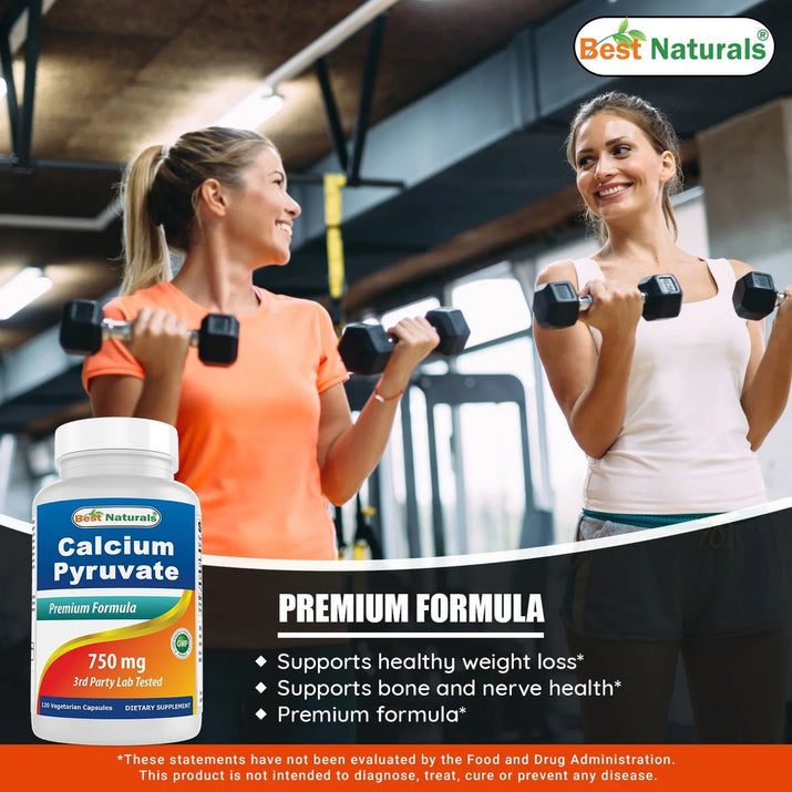 2 Pack Calcium Pyruvate 750 Mg 120 Capsules - Premium Supplements
