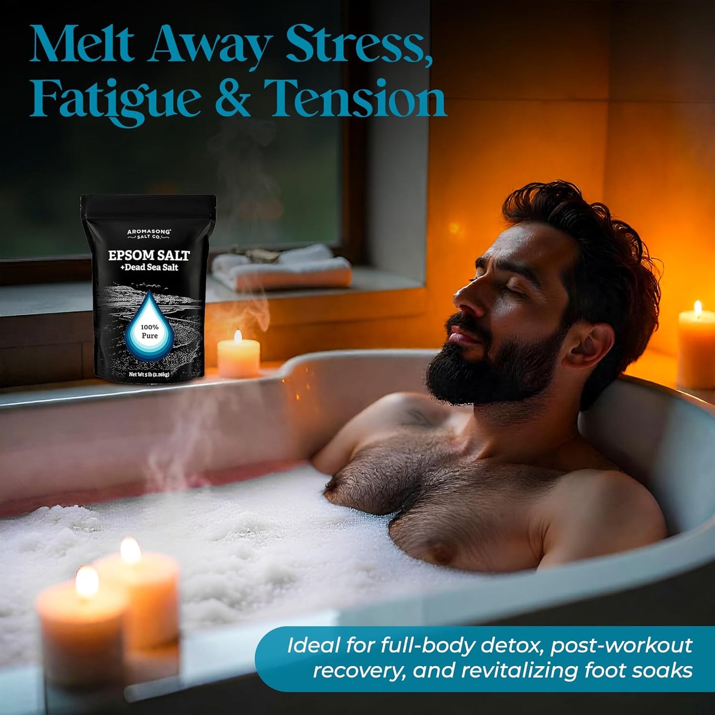 Epsom Salt with Dead Sea Salt for Soaking - Bulk 5 Lb - 100% Pure Bath Salt, Foot & Muscle Soak - Premium Supplements