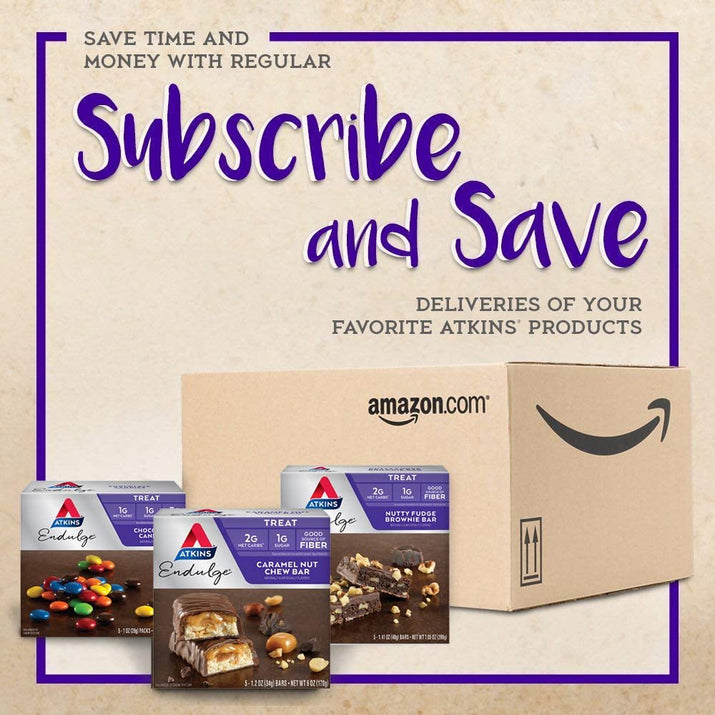 Endulge Caramel Nut Chew Bar, Dessert Favorite, 1G Sugar, Good Source of Fiber, 5 Count - Premium Supplements