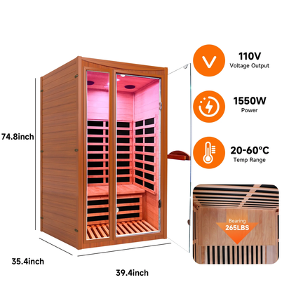 Genreen 2 - Person Steam Sauna, Traditional Sauna for Home, Home Spa Sauna, Indoor Sauna - Premium Supplements